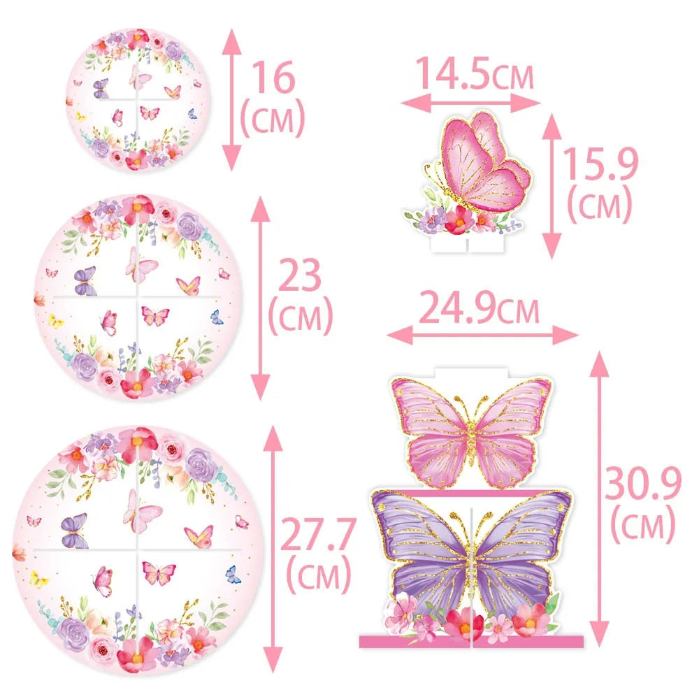 Butterfly Cupcake Tower Stand, Wrappers & Cake Toppers Set Party Decoration Set Babs