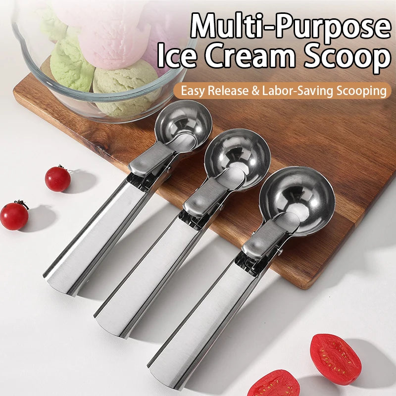 Stainless Steel Ice Cream Scoop & Fruit Ball Spoon – Dual-Purpose Ice Cream Scoop Babs