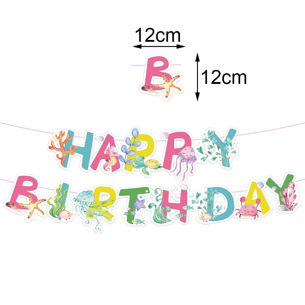 Ocean Animals Birthday Party Supplies Kit – Plates, Cups & More Party Supplies Kit Babs light green as show