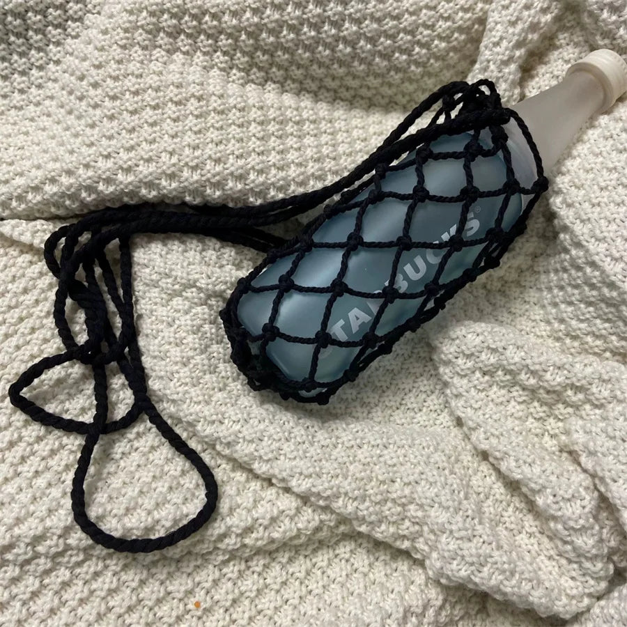 Handwoven Crossbody Cup Holder & Water Bottle Sleeve Bag Crossbody Bottle Bag Babs
