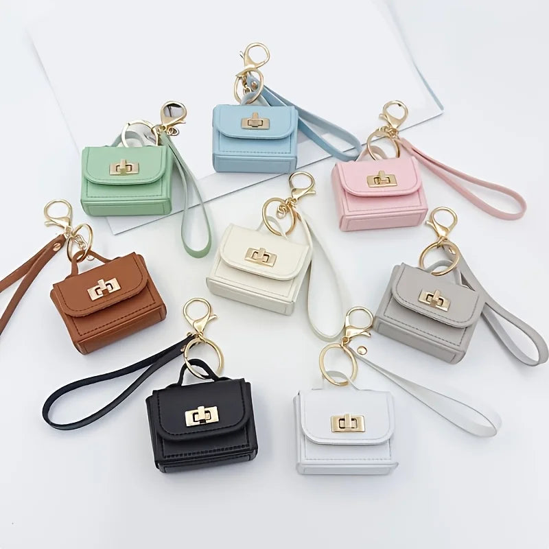 Mini Backpack Keychain PU Leather Makeup Coin Bag Organizer Mini Keychain Bag Babs