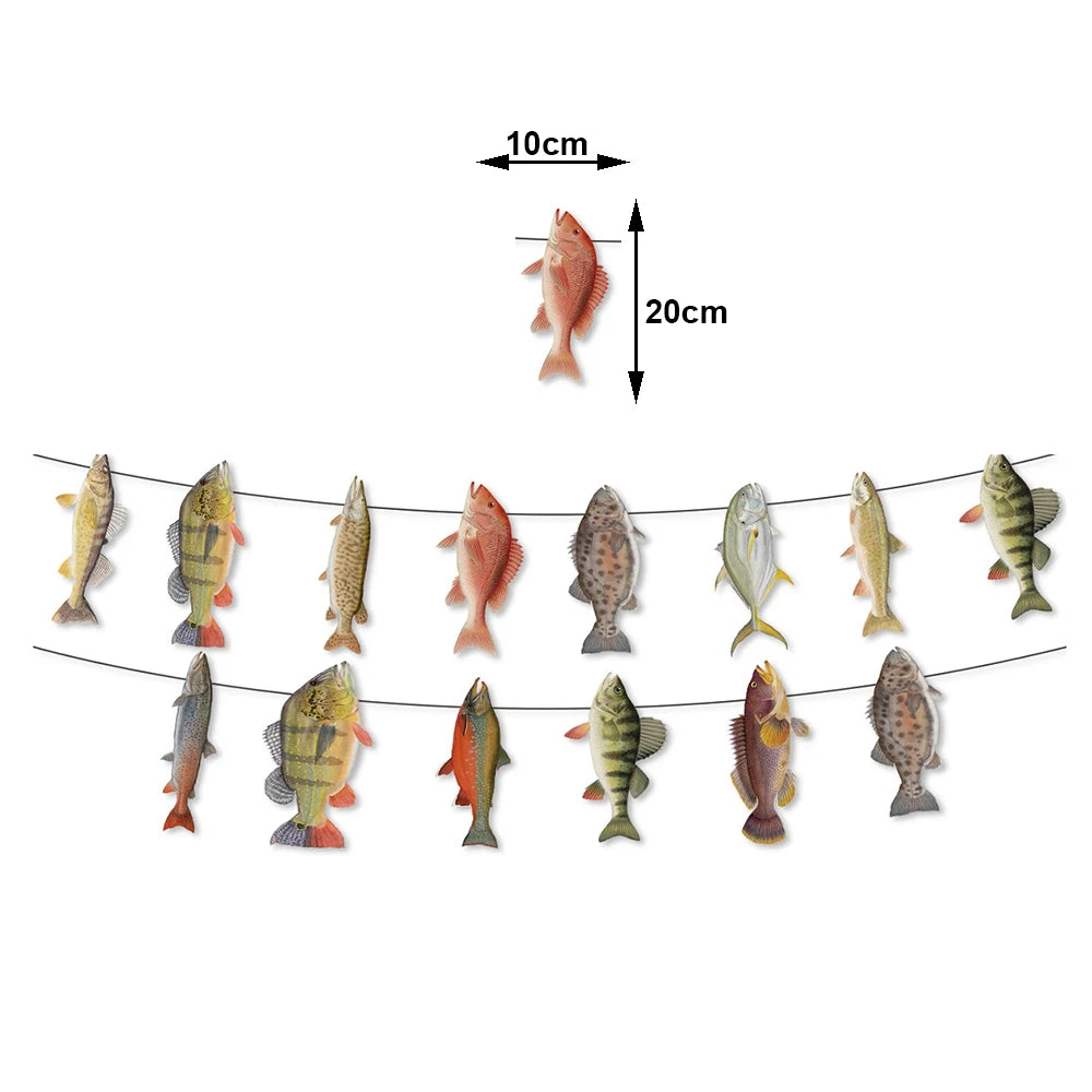 Gone Fishing Birthday Decorations – Banner, Tableware & Cake Toppers