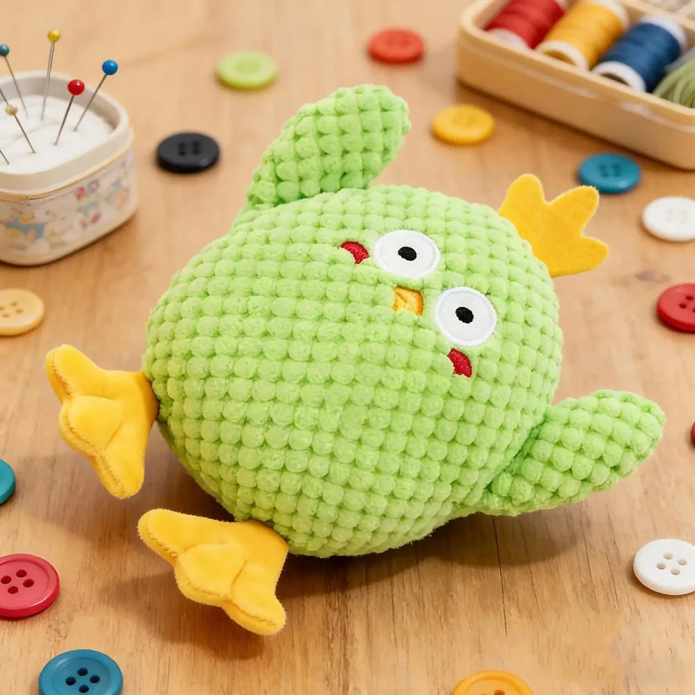 Green Chicken Squeaky Plush Dog Toy – Durable Puppy Chew Plush Dog Toy Babs