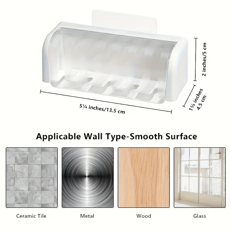 5-Slot Covered Wall Toothbrush Holder – Self-Adhesive Mount Toothbrush Holder Babs