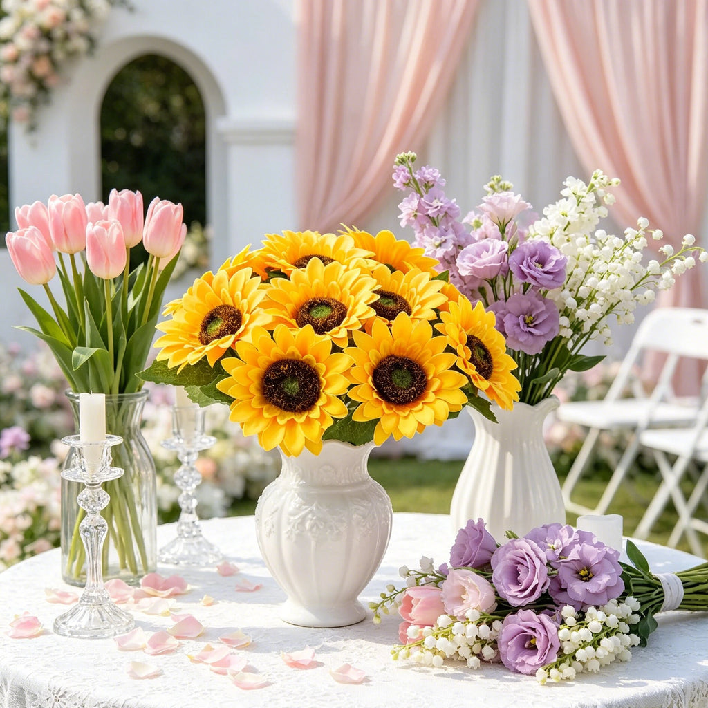 Artificial Silk Sunflower & Gerbera Bouquet | DIY Home Decor Artificial Flower Bouquet Babs