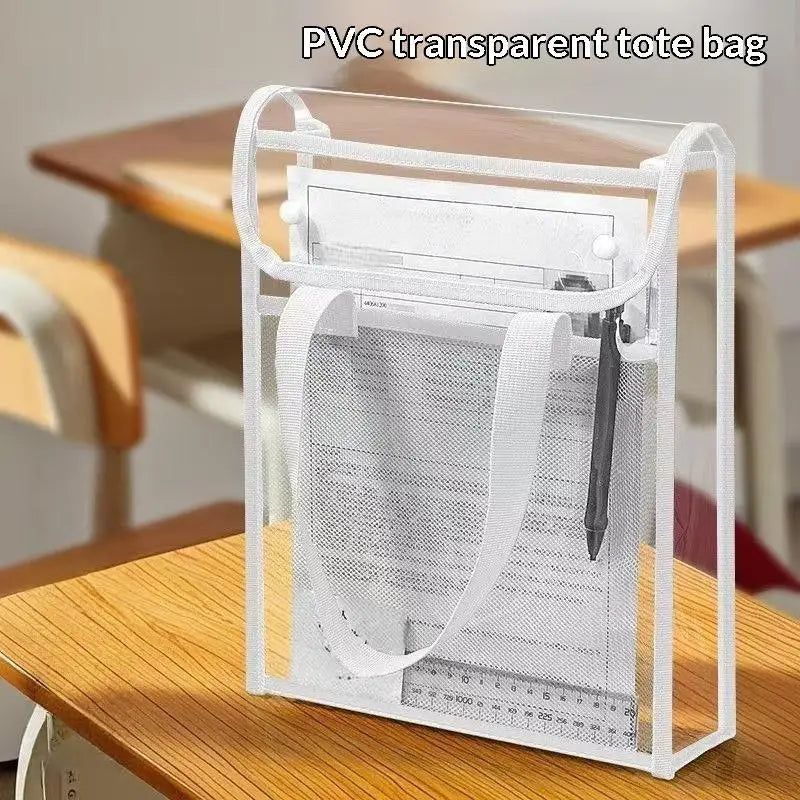 Transparent PVC Exam Tote Bag – Waterproof & Mesh Pockets Clear PVC Tote Bag Babs A1