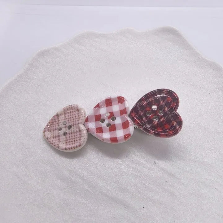 Sweet Check Love Button Duckbill Hair Clip – Y2K Style Hair Clip Barrette Babs 2