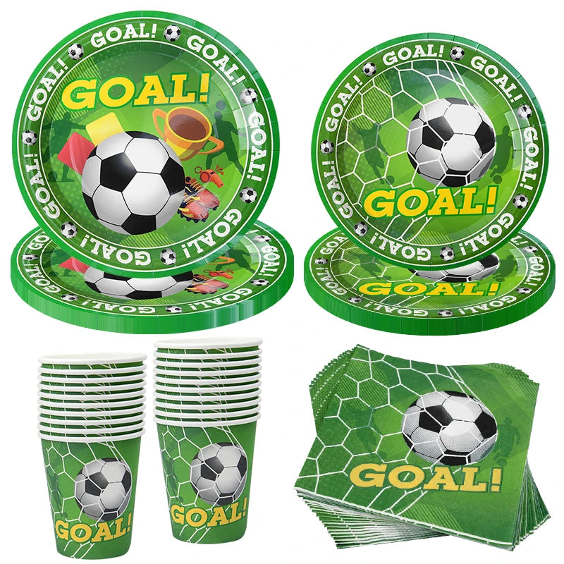 Soccer Party Disposable Tableware Set – Plates, Cups & More Party Tableware Set Babs