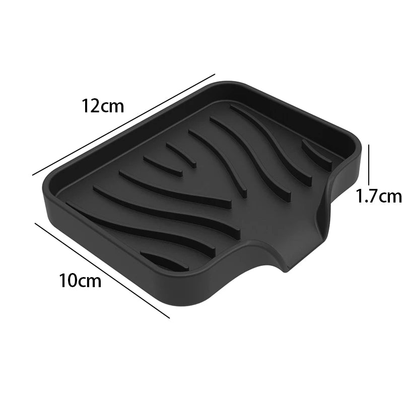 Silicone Soap Dish with Drain Rack – Anti-Slip Bathroom Tray Silicone Soap Dish Babs Black S