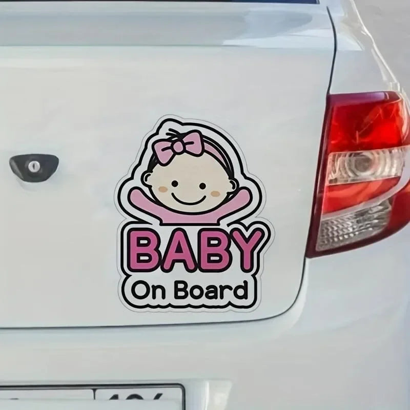 Cute Cartoon Baby On Board Car Window Sticker Decal Car Window Decal Babs