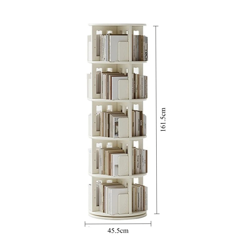 Rotating 6-Tier Wood Corner Bookshelf – Modern Bookcase Rotating Bookcase Babs White 5 layers