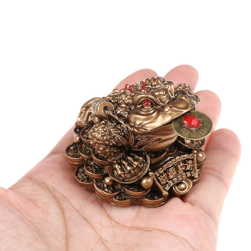 Feng Shui Money Toad Golden Lucky Frog Coin Ornament Decorative Figurine Babs