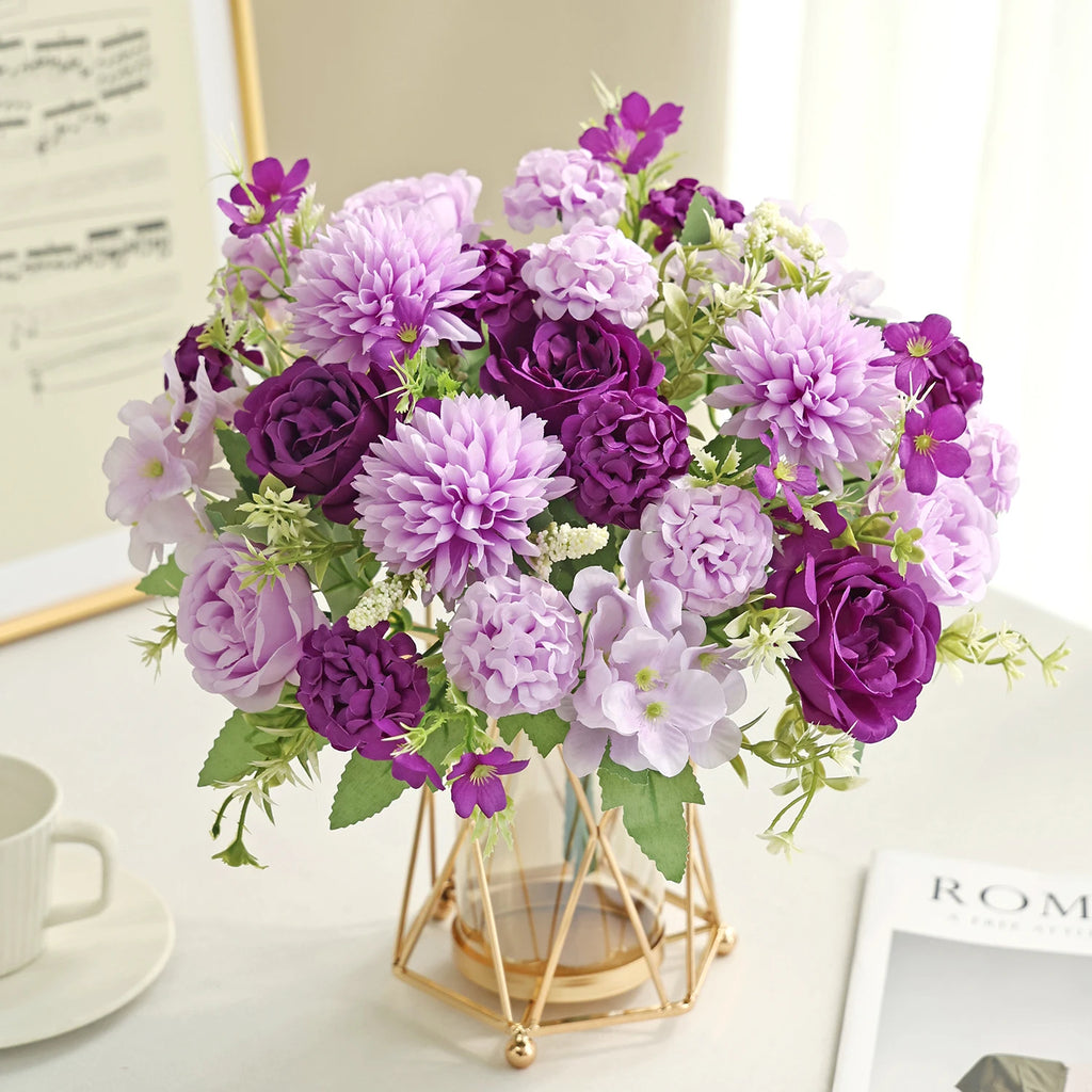 Artificial Silk Hydrangea Rose Bouquet | Wedding & Home Décor Artificial Silk Flowers Babs