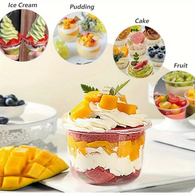 50pcs Clear Disposable Plastic Bowls for Desserts & Ice Cream Disposable Dessert Bowls Babs