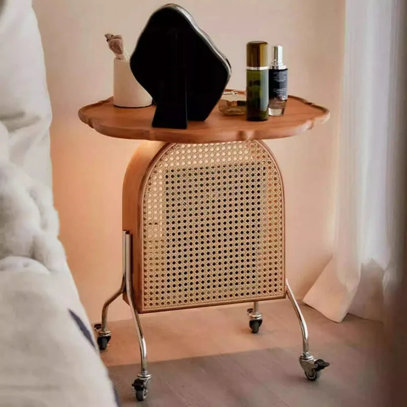 Solid Oak Mobile Coffee Table with Rollers & Storage Mobile Coffee Table Babs