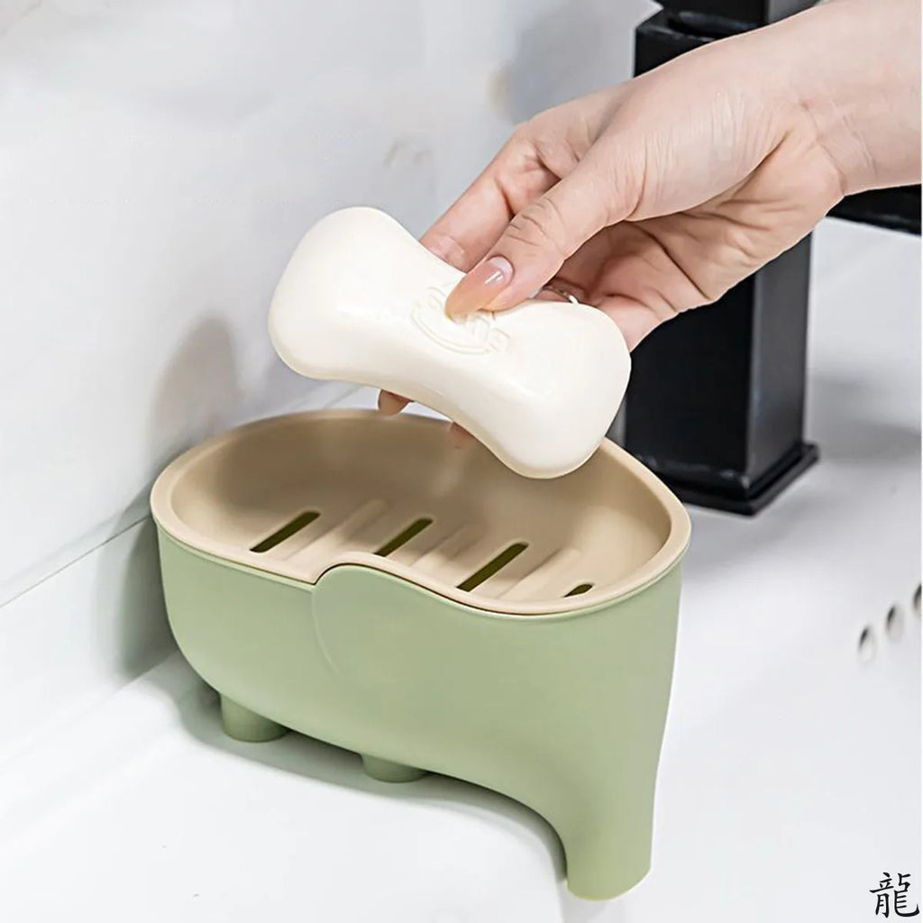 Elephant Double Layer Soap Dish – Cute Bathroom Soap Box Soap Dish Babs