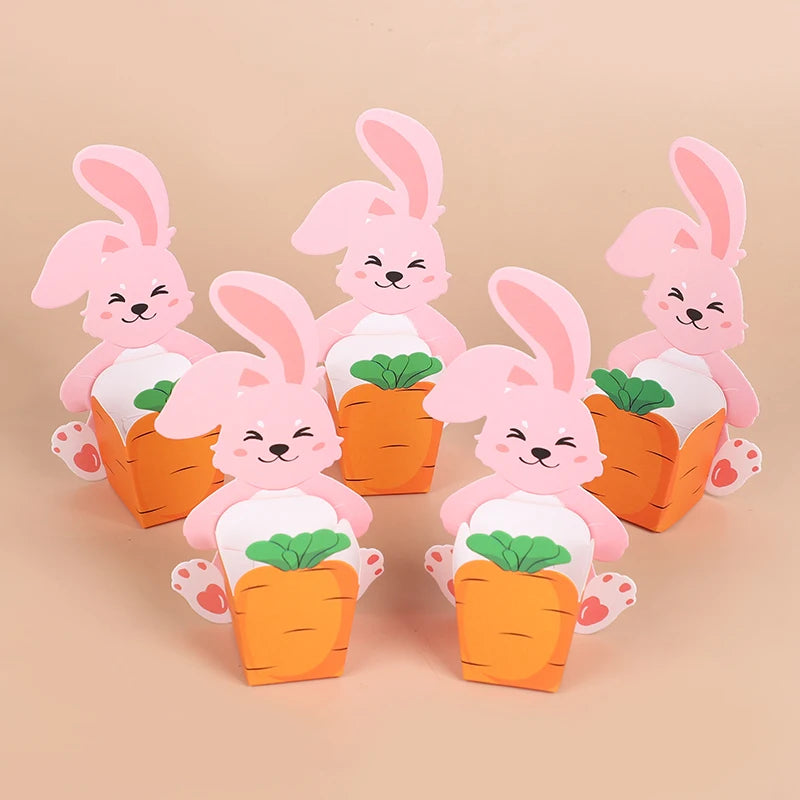 10pcs Easter Bunny Carrot Gift Boxes | Candy Cookie Party Favors Easter Party Gift Boxes Babs