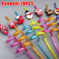 Reusable Santa Christmas Straws – Snowflake Holiday Party Straws Holiday Drinking Straws Babs Random 10PCS