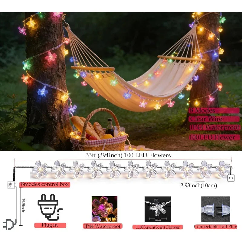 Solar Cherry Blossom LED String Lights – Waterproof Fairy Lights Solar String Lights Babs
