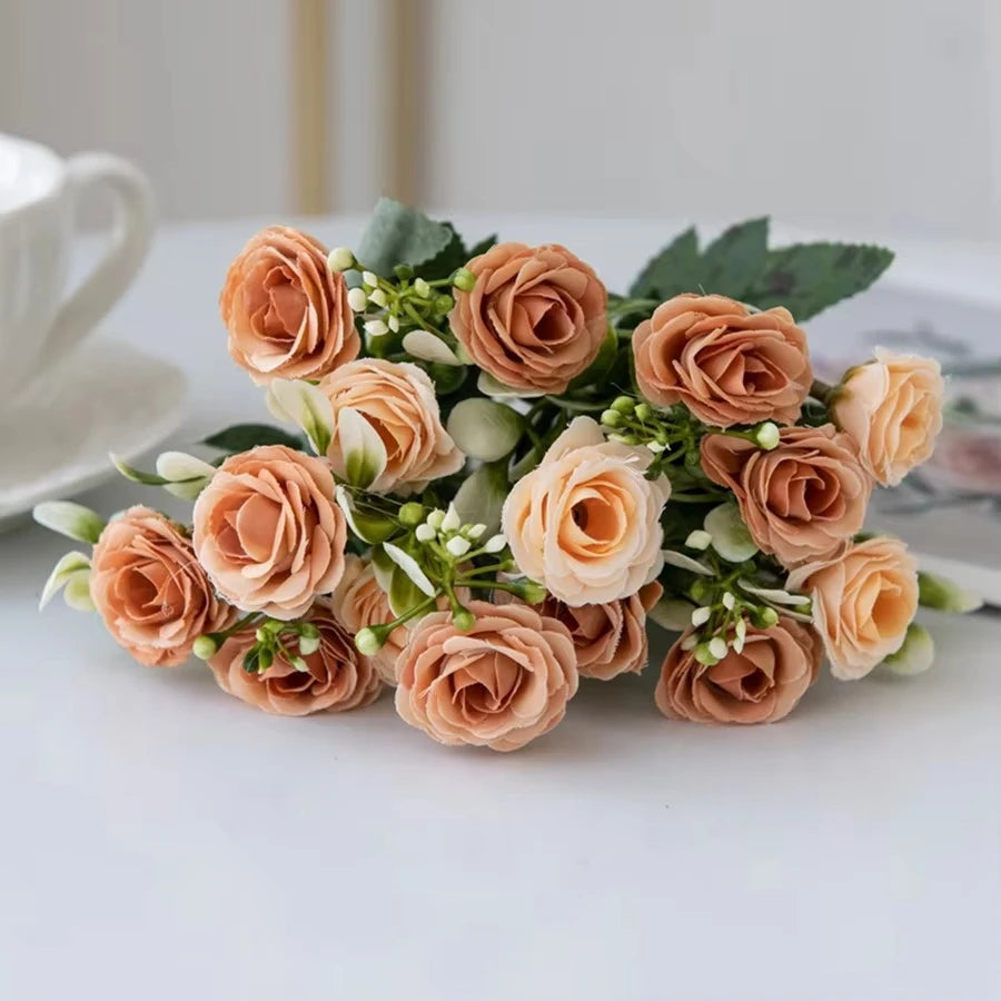 UV-Resistant Artificial Silk Rose Bouquet – Wedding & Home Décor Artificial Flower Bouquet Babs color 4 2 pcs