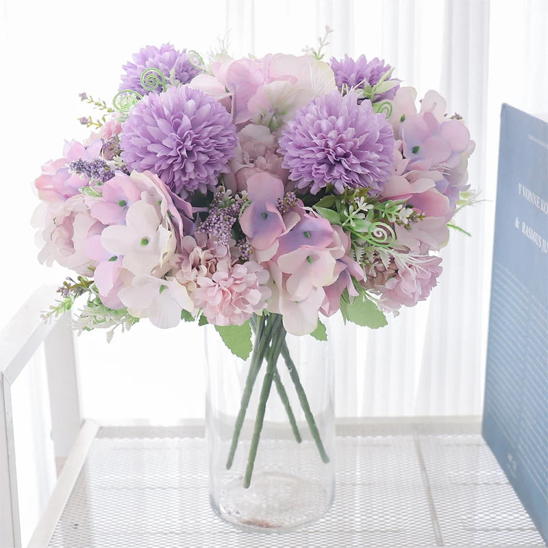 Silk Peony & Hydrangea Artificial Flower Bouquet | Home Décor Artificial Flower Bouquet Babs