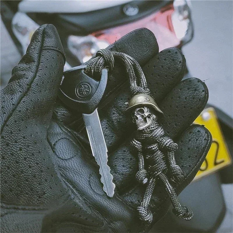 Skull Head Keychain Braided Paracord Biker Helmet Pendant Skull Keychain Pendant Babs