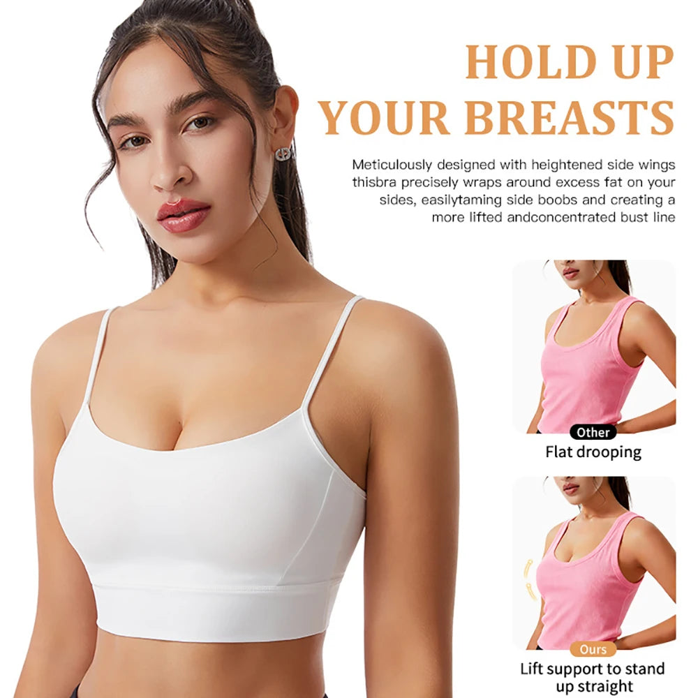 Women's Low Back Padded Sports Bra – Wireless Yoga Bralette Sports Bra Babs