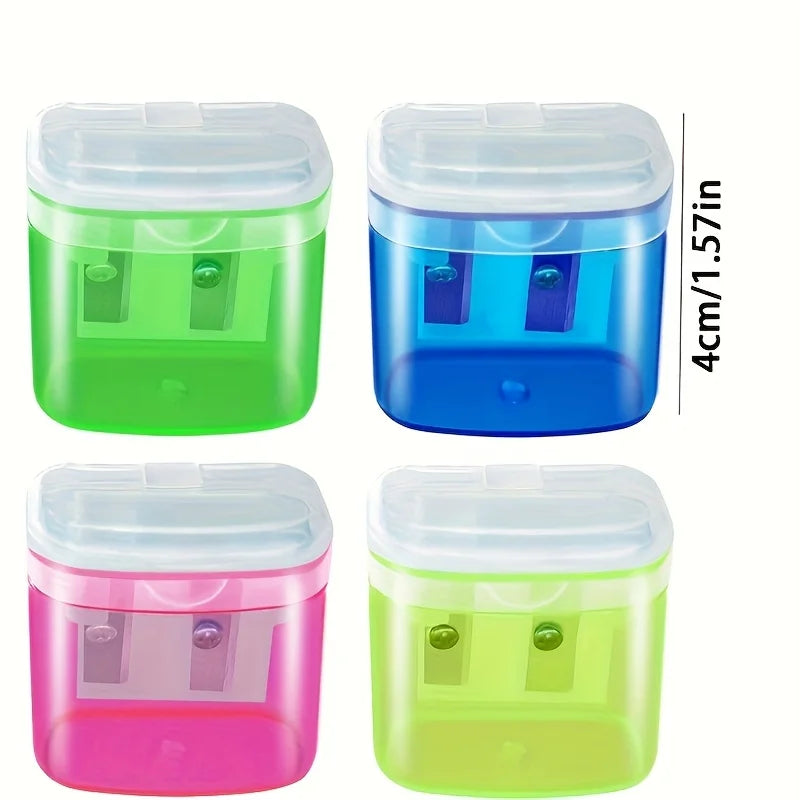 12-Pack Pencil Sharpeners – Double & Large Barrel with Clear Lid Pencil Sharpener Set Babs