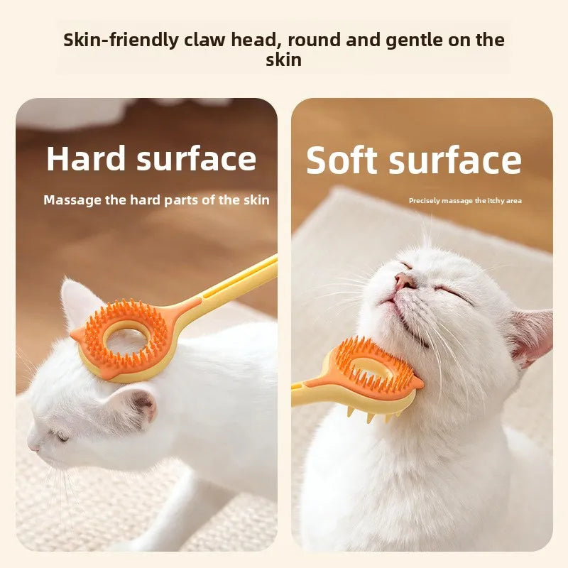 3-in-1 Cat Scratcher, Massage Stick & Grooming Brush w/ Teaser Cat Grooming Toy Babs