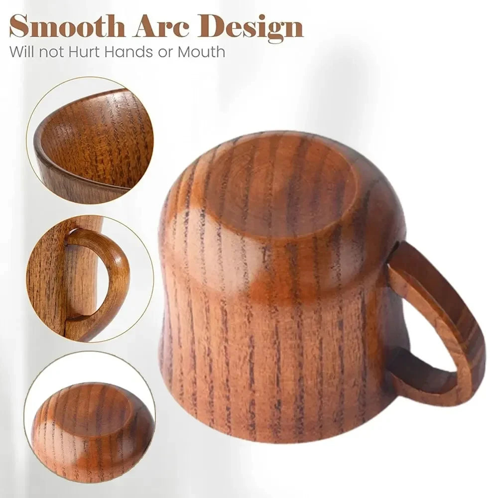 130ml Solid Wood Tea Cup with Handle – Jujube Wood Trumpet Cup Wooden Tea Cup Babs
