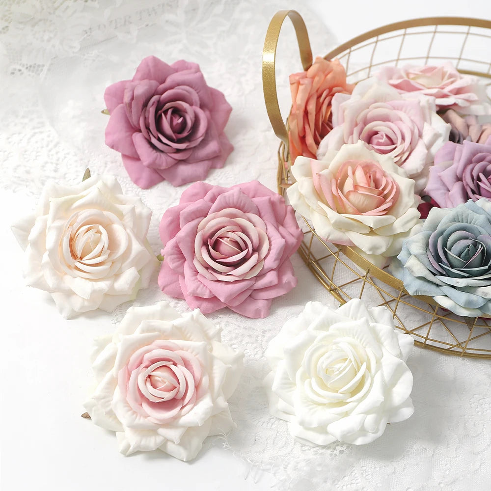 Silk Rose Artificial Flower Heads for Wedding & Home Decor 3/5 Pcs Artificial Flower Heads Babs