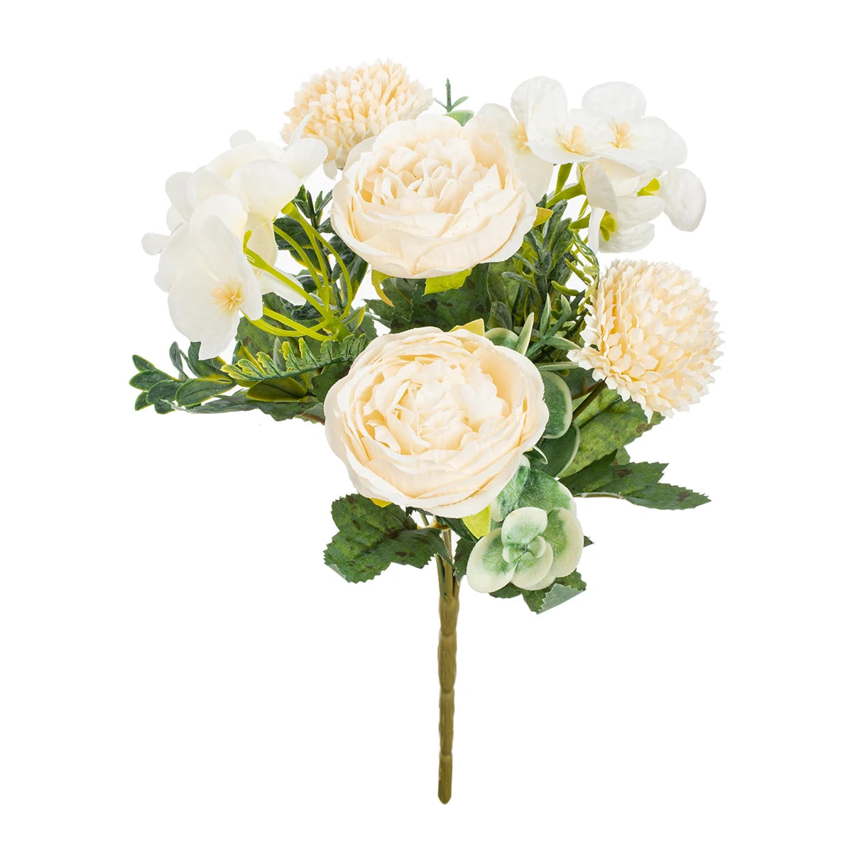 Silk Peony Chrysanthemum Artificial Flower Bouquet | Home & Wedding Artificial Flower Bouquet Babs WHITE 1 pc