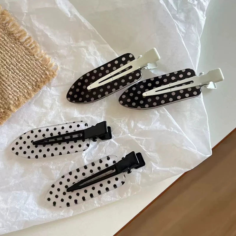 Black & White Polka Dot Acrylic Hair Clip | Bangs Barrette Hair Clip Barrette Babs