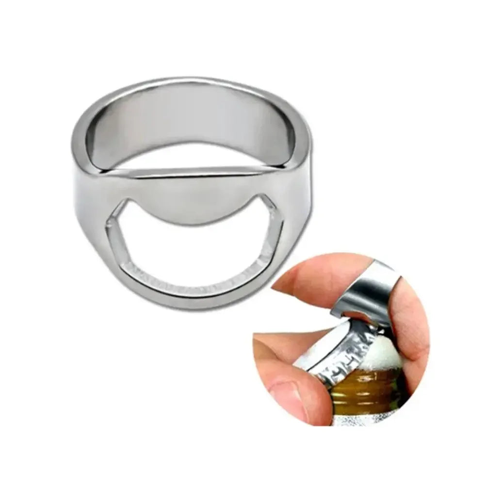 Stainless Steel Ring Bottle Opener – Mini Finger Bar Tool Ring Bottle Opener Babs