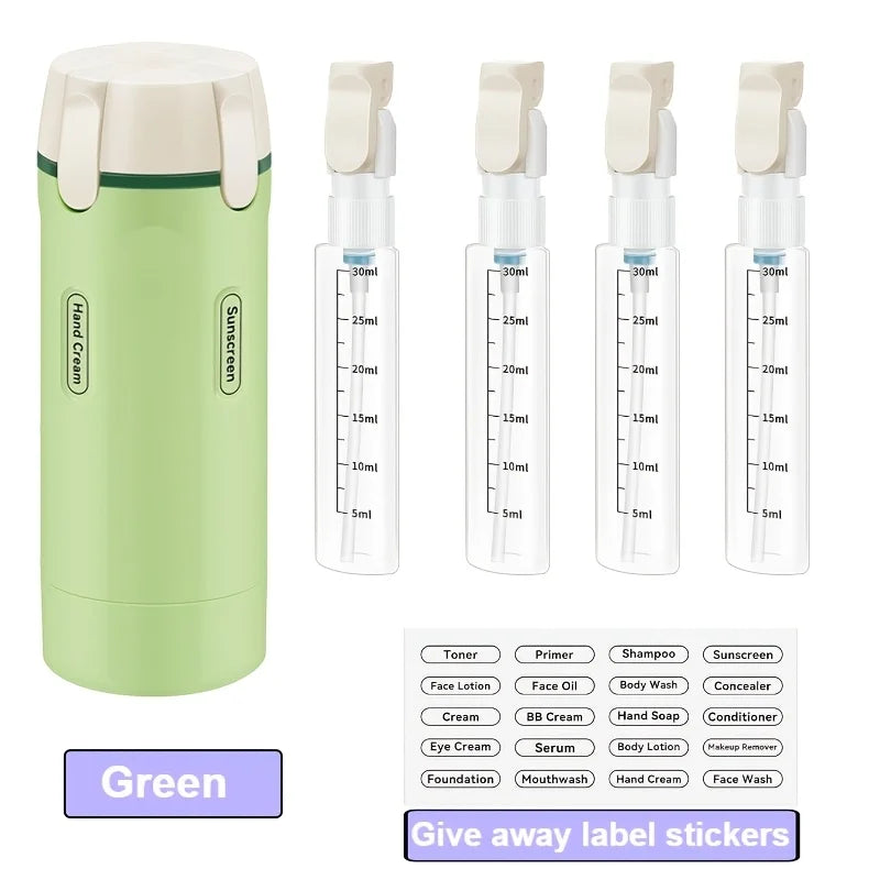 4-in-1 Leakproof Refillable Travel Bottles for Toiletries Travel Dispenser Bottles Babs Green