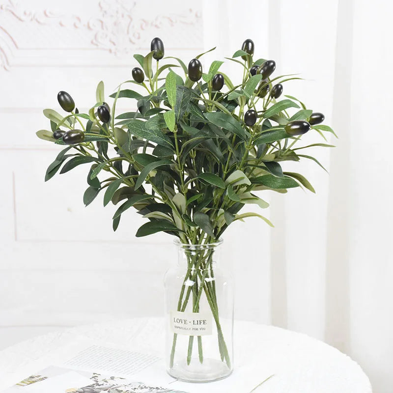 Artificial Olive Branch with Fruit – Silk Green Plant Decor Artificial Floral Branch Babs Olive Branch 3pcs