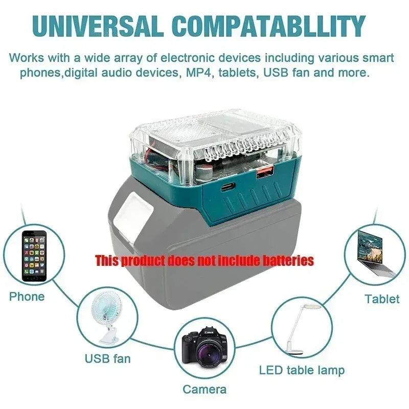 Makita 18V Battery USB-C Adapter 140W PD3.1 – Digital Display Battery Adapter Converter Babs