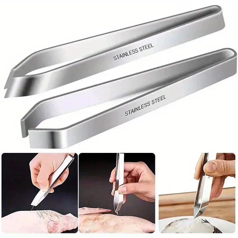 2-Pack Stainless Steel Fish Bone Tweezers – Kitchen Pincer Set Fish Bone Tweezers Babs