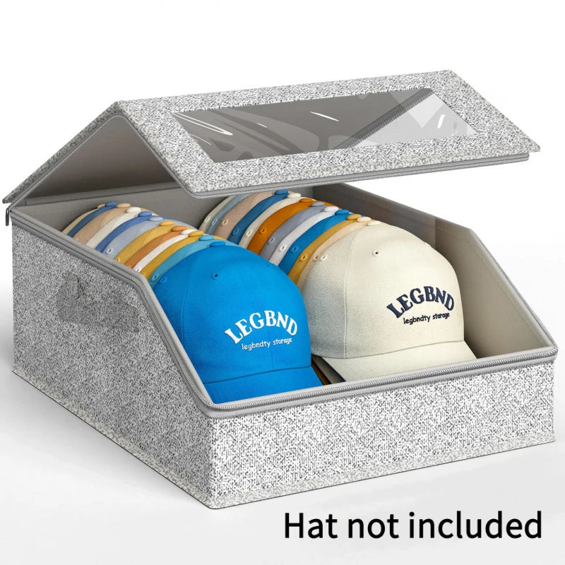 Baseball Cap Storage Box – Large Capacity, Space-Saving Organizer Hat Storage Box Babs Grey