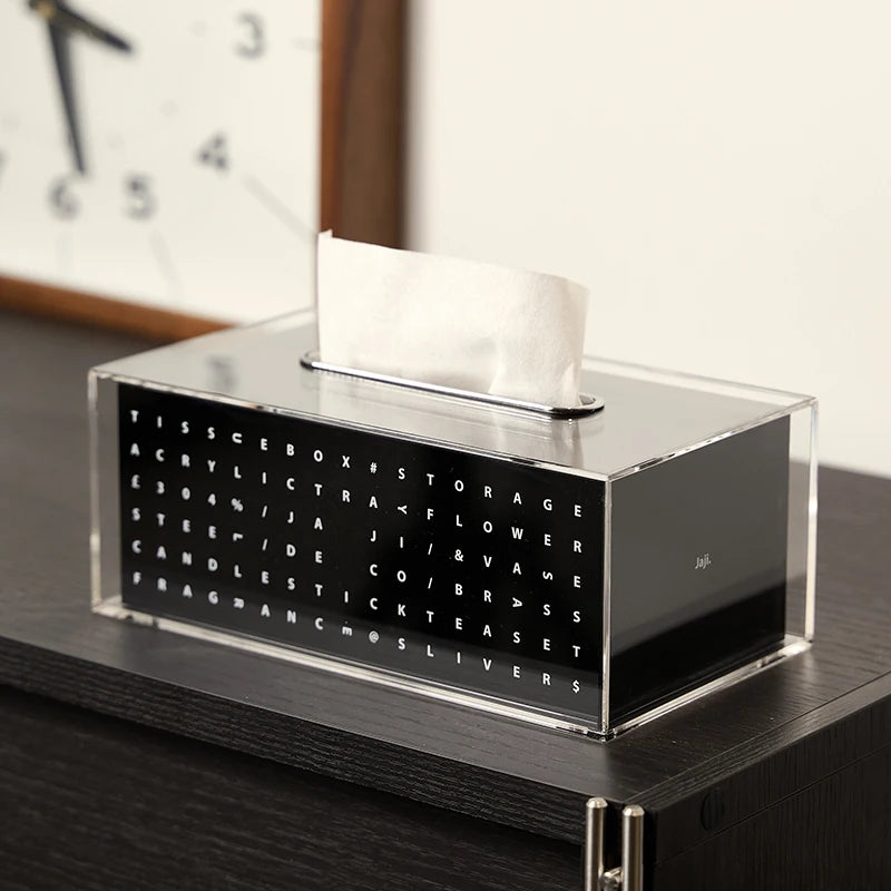 Acrylic Black Letter Tissue Box | Modern Minimalist Home Décor Acrylic Tissue Box Babs Black