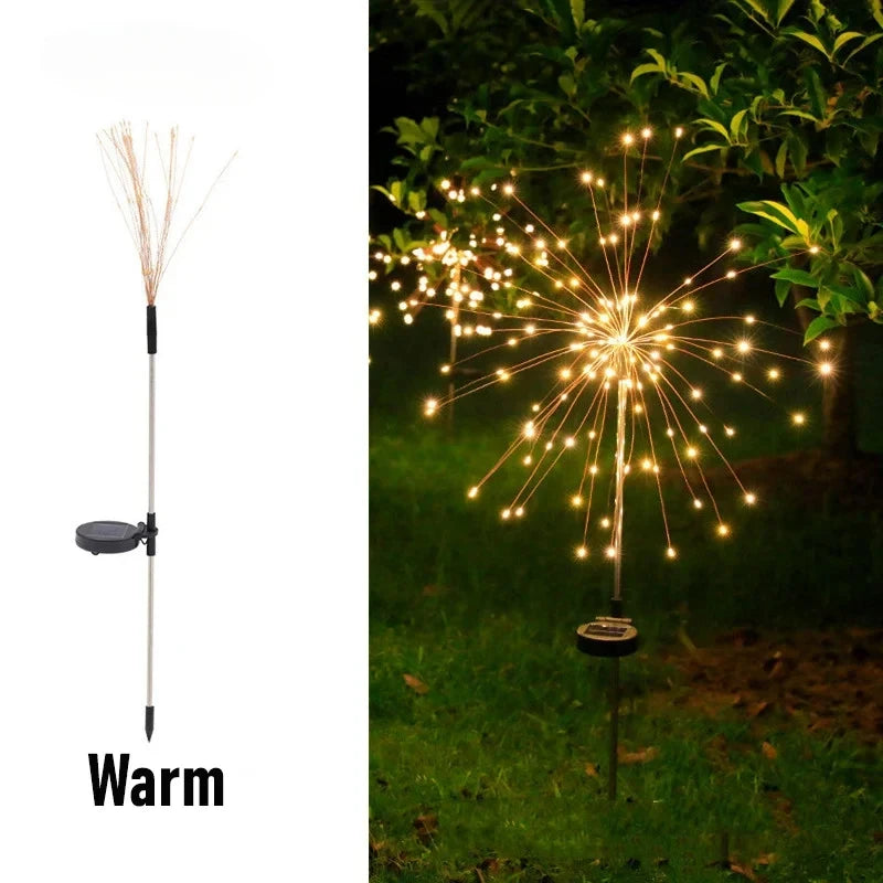 Solar Firework Fairy Lights – 60 LED Waterproof Garden Decor Solar Garden Lights Babs 60LED Warm 1PCS