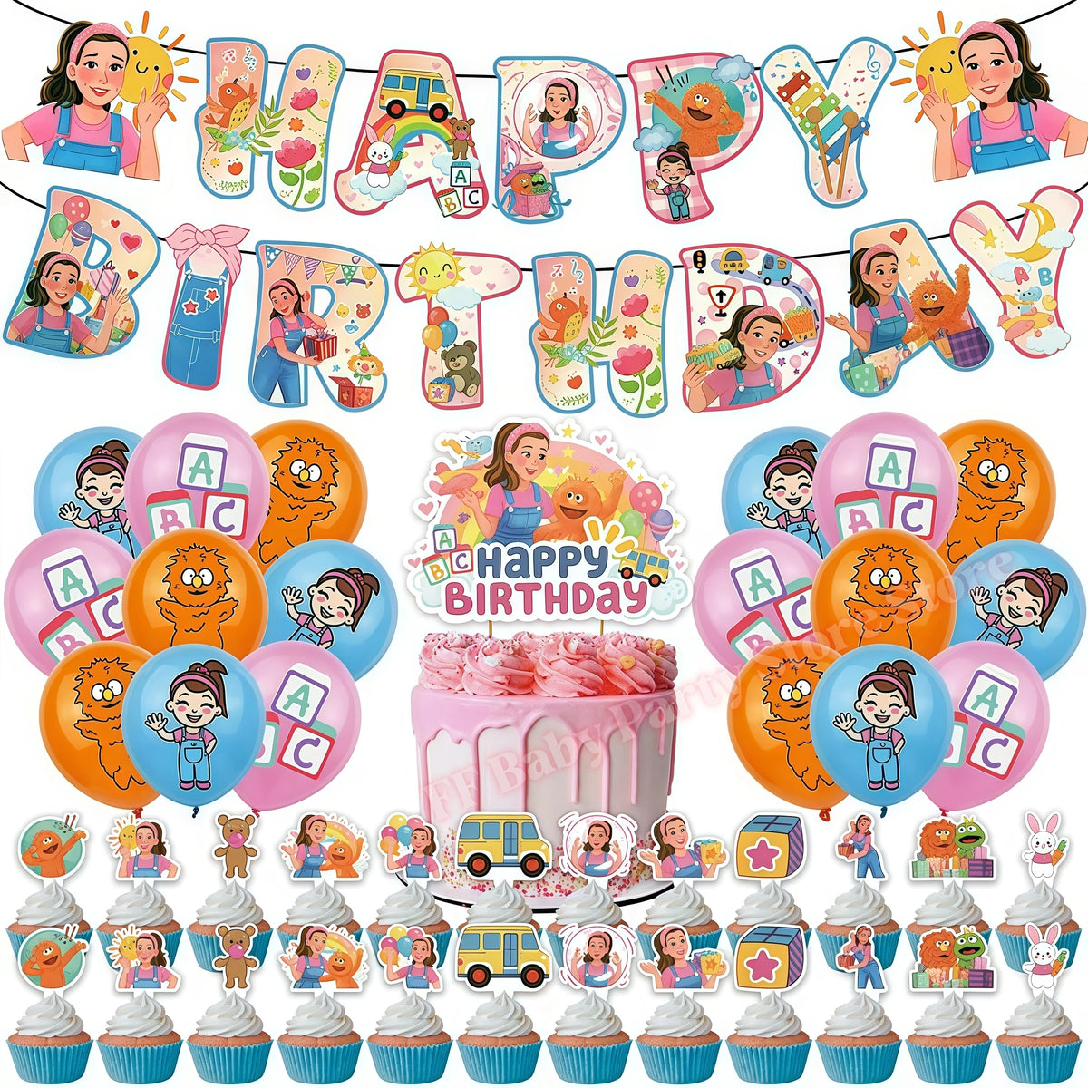 Kids Birthday Party Tableware Set – Cartoon Teacher Theme Party Tableware Set Babs 1set