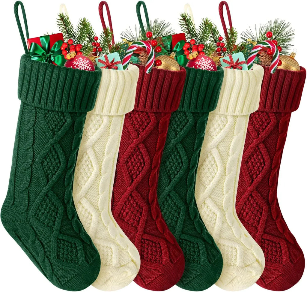 Large Cable Knit Christmas Stockings for Kids & Family Christmas Stocking Babs