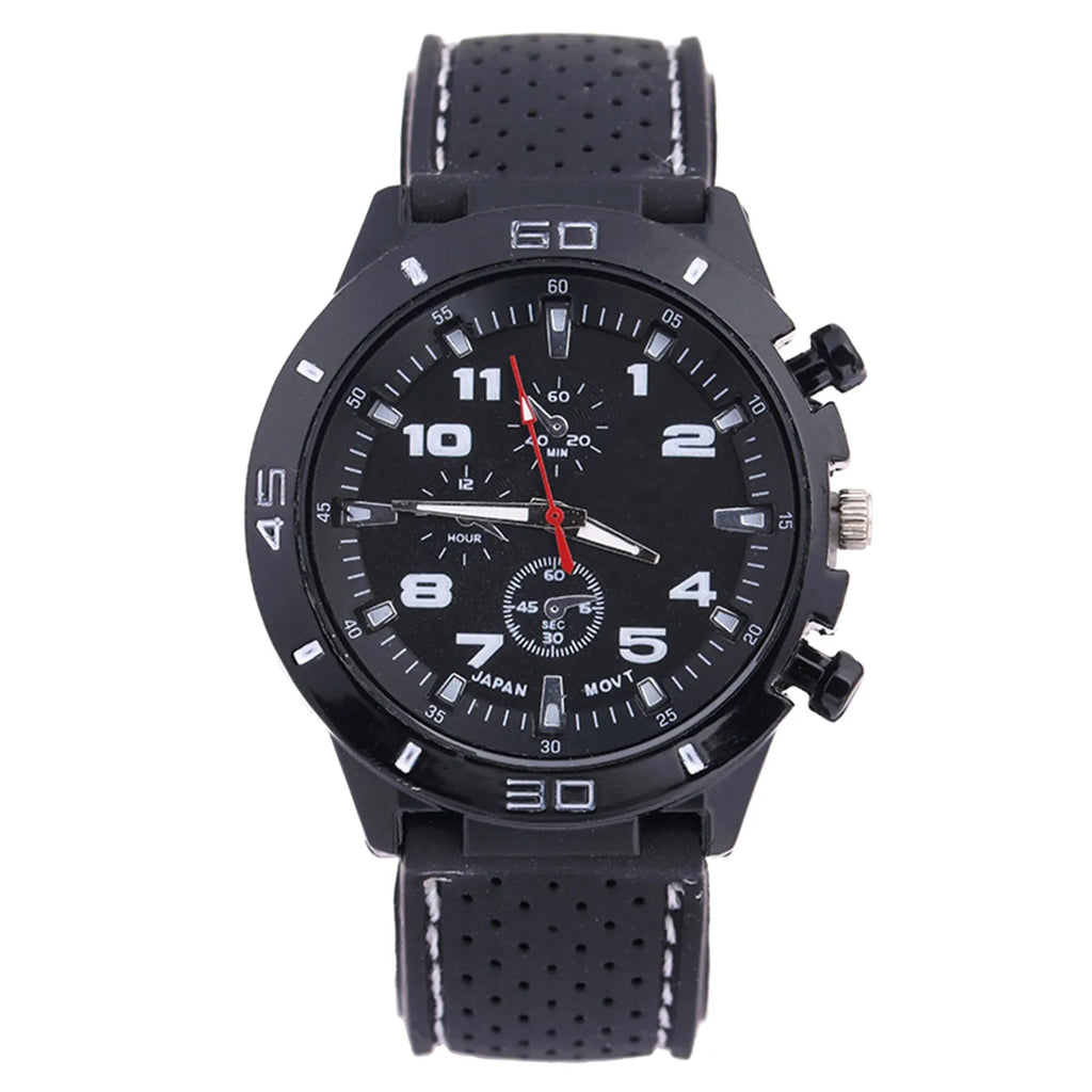 ISHOWTIENDA Men's Quartz Sport Watch – Chronograph Silicone Quartz Sport Watch Babs Black