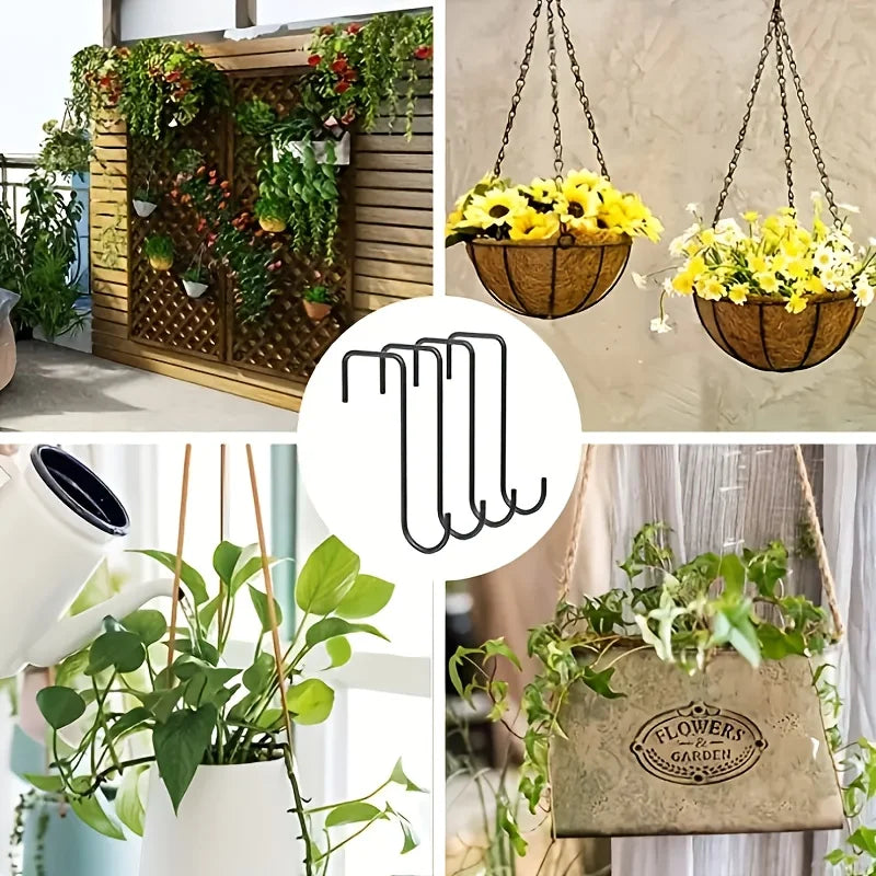 2-Pack Brown Steel Fence Hooks for Plants, Feeders & Lights Fence Plant Hooks Babs
