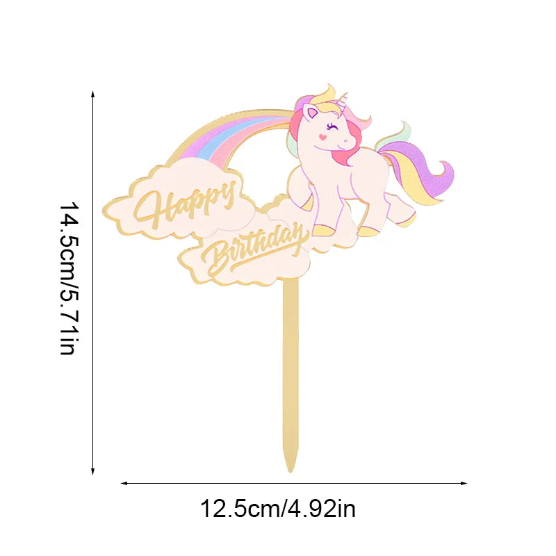 Unicorn Happy Birthday Acrylic Cake Topper – Kids Party Decor Acrylic Cake Topper Babs B