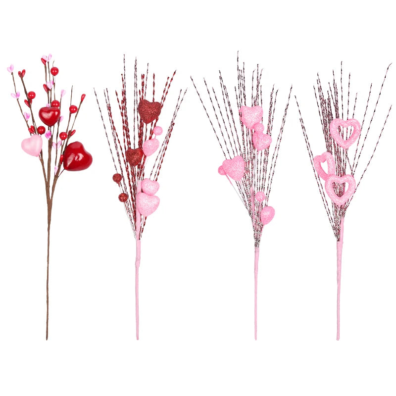 Artificial Heart Berry Picks Flower Stems – Wedding & Home Décor Artificial Floral Picks Babs