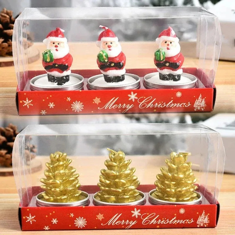 Christmas Santa & Snowman Decorative Candle Set – 3 Pcs Decorative Candle Set Babs