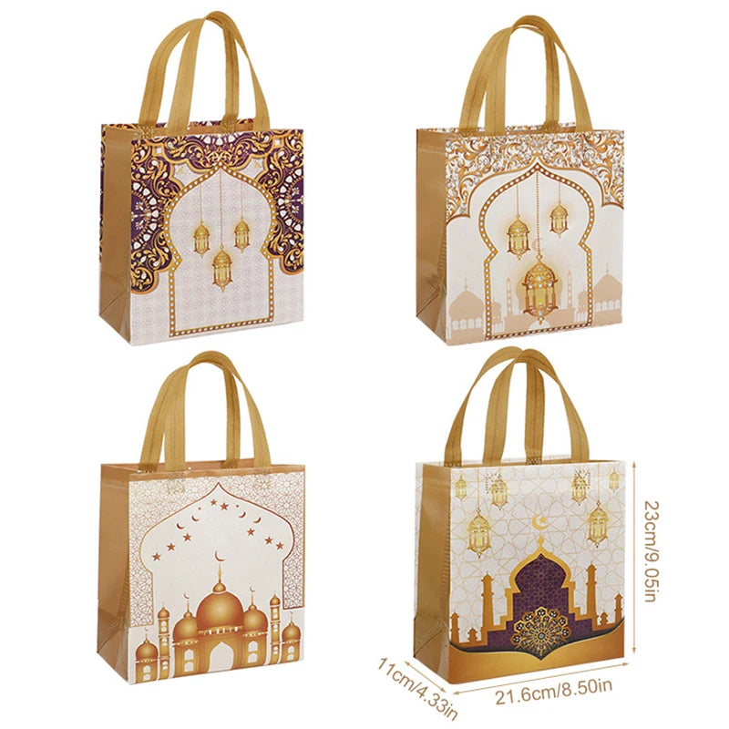 4-12Pcs Eid Mubarak Nonwoven Gift Bags – Ramadan Party Supplies Festival Gift Bags Babs