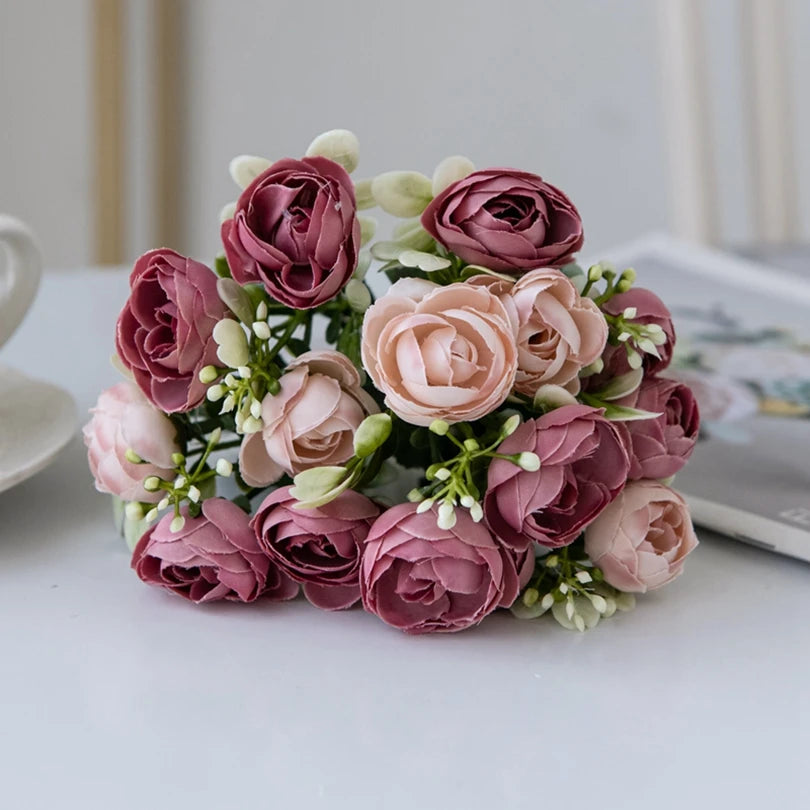 Silk Rose Artificial Flowers – Wedding & Home Décor Bouquet Artificial Silk Flowers Babs Deep Pink 1pc
